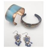 Copper Cuff Bracelet Verdigris Handmade Glass