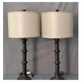 2x Bid Metal Table Lamps- Powers Up