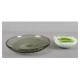 2x Bid Art Glass Platter & Bowl