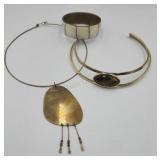 Brass And Goldtone Choker Necklaces And Brass