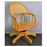 Winners Only Solid Oak Cane Back Swivel Chair