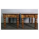 2x Bid Solid Wood One Drawer Side Table