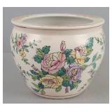 8" Floral Print White Planter