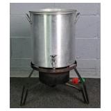 Lot Lg Aluminum Fryer Pot W/ Basket Darin Spigot