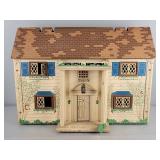 Vintage Mfg Wood Dollhouse On Lazy Susan