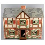 Vintage Mfg Wood Dollhouse On Lazy Susan