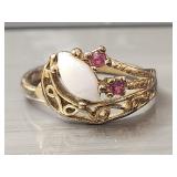 Vintage Garnet And Opal Ring sz 7
