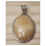 Sterling Silver Yellow Jasper Big Pendant