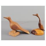 2x Bid Wooden Waterfowl Figures Signed