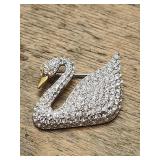 Signed Swarovski Swan Brooch Pin