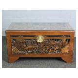 Beautiful Vintage Hand Carved Hinged Lid Chest
