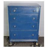 Vintage Painted 4 Drawer Wood Chest Of Drawers