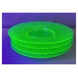 4x The Bid Uranium Glass Salad Plates