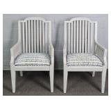 2x Bid Painted Finish Wood Upholstered Arm Chairs