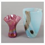 2x Bid Art Glass Vases