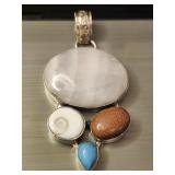 Sterling Silver Multi Gemstone Pendant