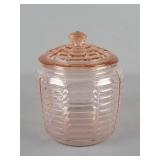 Vintage Pink Depression Glass Cookie Jar