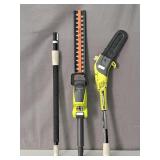 2x The Bid Ryobi Cordless Pole Hedge Trimmer & Saw