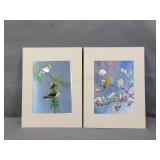 2x Bid Foiled Bird Prints