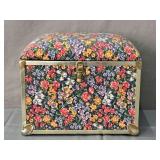 Padded Fabric Covered Hinged Lid Sewing Box