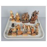 13x Bid Folk Art Wooden Figurines