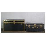 2x Bid Black Finish Wood Foot Locker Trunks