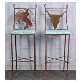 2x Bid Teena Originals Vintage Wrought Iron Stools