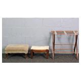 3x Bid Small Upholstered Wooden Foot Stools