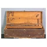 Vintage Handmade Wood Toolbox W/ Contents