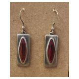 Vtg Jorgen Jensen Red Glass Pewter Rectangle
