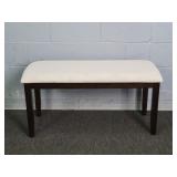 Painted Wooden Bench W/ Fabric Upholstered Seat