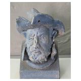 Painted Terra Cotta Bust On Wooden Base