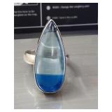 Sterling Silver Blue Stone Ring sz 9 tw  9g