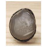 Sterling Silver Agate Ring sz 8 yw 10.4 g