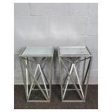 2x Bid Mirrored Top Bright Galvanized Finish Stand