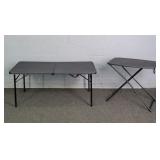 Lot Of 2 Folding Adj Ht Black Utility Tables