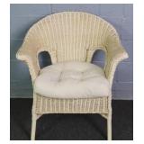 Painted Natural Wicker Round Back Patio Chair