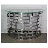 Beautiful Modern Polished Metal & Glass Table