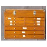 Solid Oak Nine Drawer Machinist Tool Box