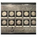Collection First 10 Years Silver Washington Qtrs