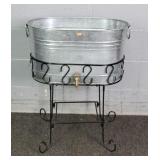 Oval Galvanized Patio Beverage Ice Bucket