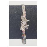 Multi Colored Stone Butterfly Bracelet 6.5in