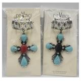 2 X Bid New Chunky Cross Pendant ,scarf Or Handbag