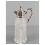Diamond Point Glass Silver Plate Carafe