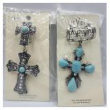 2 X Bid New Chunky Cross  Pendant ,scarf Or