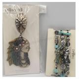 2 X Bid New Indian Woman Pendant ,scarf Or