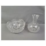 2x Bid Crystal Cut Bowl And Decanter