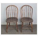 2x Bid Vintage Solid Oak Windsor Chairs