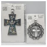 2 X Bid New Large Cross Pendant ,scarf Or Handbag