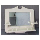 Vintage Painted Wood Mirrored Wall Shelf